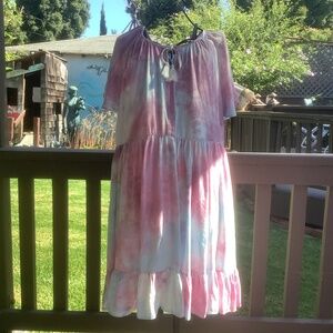 Torrid<peasant dress. Tye dye pink-blue. Size 2